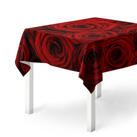 Скатерть 3D с принтом Красные розы , 100% полиэстер (ткань не мнется и не растягивается) | Размер: 150*150 см | букет | красный | розы | цветы