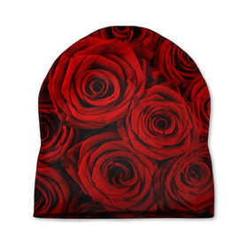 Шапка 3D с принтом Красные розы , 100% полиэстер | универсальный размер, печать по всей поверхности изделия | Тематика изображения на принте: букет | красный | розы | цветы