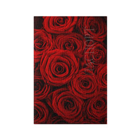 Обложка для паспорта матовая кожа с принтом Красные розы , натуральная матовая кожа | размер 19,3 х 13,7 см; прозрачные пластиковые крепления | Тематика изображения на принте: букет | красный | розы | цветы