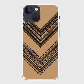 Чехол для iPhone 13 mini с принтом Tribal V shape ,  |  | african | ethnic | tribal | африка | африканский | бежевый | трайбал | узор | черный | этно