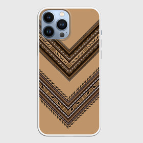 Чехол для iPhone 13 Pro Max с принтом Tribal V shape ,  |  | african | ethnic | tribal | африка | африканский | бежевый | трайбал | узор | черный | этно