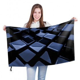 Флаг 3D с принтом Стильная абстракция , 100% полиэстер | плотность ткани — 95 г/м2, размер — 67 х 109 см. Принт наносится с одной стороны | abstraction | geometry | абстракция | геометрия | кубики | кубы | фигуры