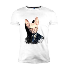 Мужская футболка премиум с принтом Сфинкс , 92% хлопок, 8% лайкра | приталенный силуэт, круглый вырез ворота, длина до линии бедра, короткий рукав | кот | лысый кот