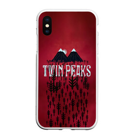 Чехол для iPhone XS Max матовый с принтом Лес Twin Peaks , Силикон | Область печати: задняя сторона чехла, без боковых панелей | горы | надпись | ретро | твин пикс