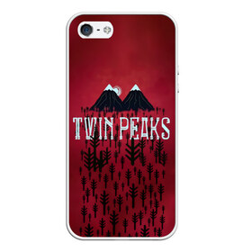 Чехол для iPhone 5/5S матовый с принтом Лес Twin Peaks , Силикон | Область печати: задняя сторона чехла, без боковых панелей | горы | надпись | ретро | твин пикс