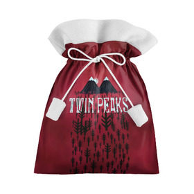 Подарочный 3D мешок с принтом Лес Twin Peaks , 100% полиэстер | Размер: 29*39 см | горы | надпись | ретро | твин пикс