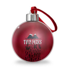 Ёлочный шар с принтом Лес Twin Peaks , Пластик | Диаметр: 77 мм | Тематика изображения на принте: горы | надпись | ретро | твин пикс