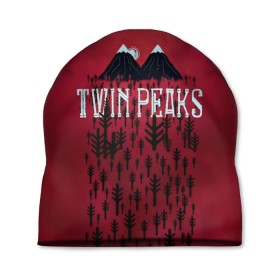 Шапка 3D с принтом Лес Twin Peaks , 100% полиэстер | универсальный размер, печать по всей поверхности изделия | горы | надпись | ретро | твин пикс
