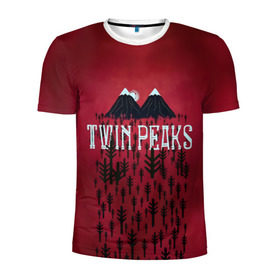 Мужская футболка 3D спортивная с принтом Лес Twin Peaks , 100% полиэстер с улучшенными характеристиками | приталенный силуэт, круглая горловина, широкие плечи, сужается к линии бедра | горы | надпись | ретро | твин пикс