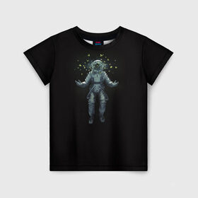 Детская футболка 3D с принтом Космонавт с Бабочками , 100% гипоаллергенный полиэфир | прямой крой, круглый вырез горловины, длина до линии бедер, чуть спущенное плечо, ткань немного тянется | Тематика изображения на принте: астронавт | время первых | вселенная | гагарин | галактика | гравитация | звезды | интерстеллар | космический | луна | магия | млечный путь | невесомость | полет | скафандр | черная дыра