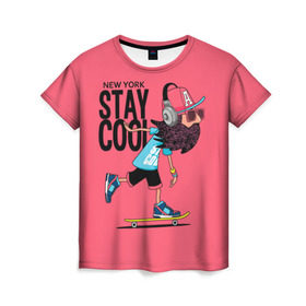 Женская футболка 3D с принтом Stay cool , 100% полиэфир ( синтетическое хлопкоподобное полотно) | прямой крой, круглый вырез горловины, длина до линии бедер | hipster | skateboard | sport