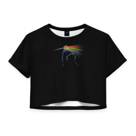 Женская футболка 3D укороченная с принтом Pink Floyd Cookie Monster , 100% полиэстер | круглая горловина, длина футболки до линии талии, рукава с отворотами | монстр | печеньки | улица сезам