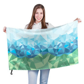 Флаг 3D с принтом URAL polygonal , 100% полиэстер | плотность ткани — 95 г/м2, размер — 67 х 109 см. Принт наносится с одной стороны | polygonal | yaaydesign | екатеринбург | поли | полигональный | россия | урал