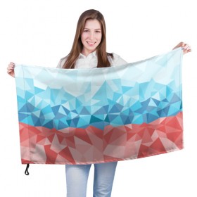 Флаг 3D с принтом RUSSIA YAAY , 100% полиэстер | плотность ткани — 95 г/м2, размер — 67 х 109 см. Принт наносится с одной стороны | yaaydesign |   polygonal | полигоны | россия