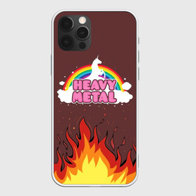 Чехол для iPhone 12 Pro Max с принтом Heavy METAL , Силикон |  | единорог | звезда | искры | конь | лошадь | музыка | мультик | мультфильм | надпись | облака | огонь | песня | пламя | пожар | прикол | радуга | рисунок | рок | рок н ролл | тяжелая | тяжелый метал