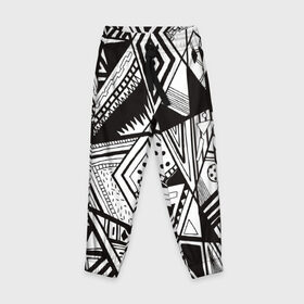 Детские брюки 3D с принтом Black and white (1) , 100% полиэстер | манжеты по низу, эластичный пояс регулируется шнурком, по бокам два кармана без застежек, внутренняя часть кармана из мелкой сетки | 