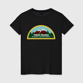 Женская футболка хлопок с принтом Twin Peaks Sheriff Department , 100% хлопок | прямой крой, круглый вырез горловины, длина до линии бедер, слегка спущенное плечо | twin peaks | дейл купер | купер | сериал | твин пикс