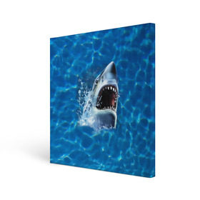 Холст квадратный с принтом Пасть акулы , 100% ПВХ |  | акула | атака | белая | брызги | вода | волны | зубы | капли | море | океан | опасность | синяя | челюсти | эффект