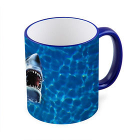 Кружка 3D с принтом Пасть акулы , керамика | ёмкость 330 мл | Тематика изображения на принте: акула | атака | белая | брызги | вода | волны | зубы | капли | море | океан | опасность | синяя | челюсти | эффект