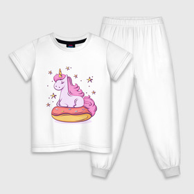 Детская пижама хлопок с принтом Единорог , 100% хлопок |  брюки и футболка прямого кроя, без карманов, на брюках мягкая резинка на поясе и по низу штанин
 | donut | pink | star | unicorn | единорог | звезды | конь | милота | пончик | сказка