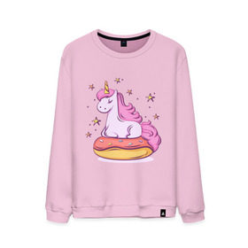 Мужской свитшот хлопок с принтом Единорог , 100% хлопок |  | donut | pink | star | unicorn | единорог | звезды | конь | милота | пончик | сказка