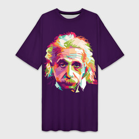 Платье-футболка 3D с принтом Альберт Эйнштейн ,  |  | albert einstein | идея | интеллект | искусство | наука | открытие | прикол | профессор | ум | учёный | юмор