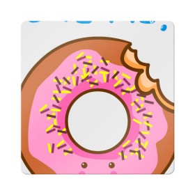 Магнит виниловый Квадрат с принтом Укуси меня , полимерный материал с магнитным слоем | размер 9*9 см, закругленные углы | bart | donut | food | homer | simpsons | аппетит | барт | гомер | еда | мультфильм | пончик | симпсоны | сладкий