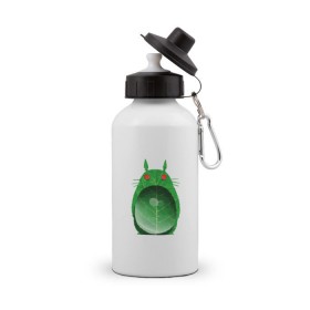 Бутылка спортивная с принтом Хранитель леса , металл | емкость — 500 мл, в комплекте две пластиковые крышки и карабин для крепления | totoro | миадзаки | сосед | тоторо