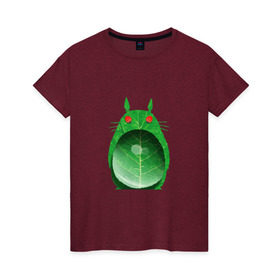 Женская футболка хлопок с принтом Хранитель леса , 100% хлопок | прямой крой, круглый вырез горловины, длина до линии бедер, слегка спущенное плечо | totoro | миадзаки | сосед | тоторо