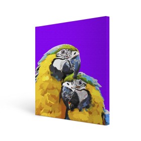 Холст квадратный с принтом Попугайчики , 100% ПВХ |  | bird | животные | попугайчики | птицы | текстуры
