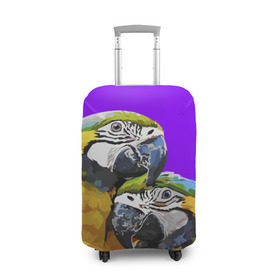 Чехол для чемодана 3D с принтом Попугайчики , 86% полиэфир, 14% спандекс | двустороннее нанесение принта, прорези для ручек и колес | bird | животные | попугайчики | птицы | текстуры