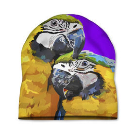 Шапка 3D с принтом Попугайчики , 100% полиэстер | универсальный размер, печать по всей поверхности изделия | bird | животные | попугайчики | птицы | текстуры