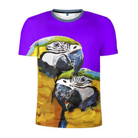 Мужская футболка 3D спортивная с принтом Попугайчики , 100% полиэстер с улучшенными характеристиками | приталенный силуэт, круглая горловина, широкие плечи, сужается к линии бедра | bird | животные | попугайчики | птицы | текстуры