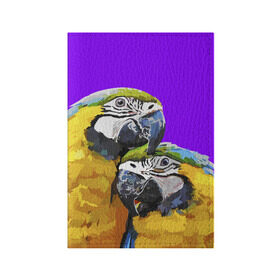 Обложка для паспорта матовая кожа с принтом Попугайчики , натуральная матовая кожа | размер 19,3 х 13,7 см; прозрачные пластиковые крепления | bird | животные | попугайчики | птицы | текстуры