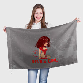 Флаг 3D с принтом Devils Girl , 100% полиэстер | плотность ткани — 95 г/м2, размер — 67 х 109 см. Принт наносится с одной стороны | Тематика изображения на принте: devils girl |   дьявол | грешница | люцифер | сатана