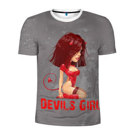Мужская футболка 3D спортивная с принтом Devils Girl , 100% полиэстер с улучшенными характеристиками | приталенный силуэт, круглая горловина, широкие плечи, сужается к линии бедра | Тематика изображения на принте: devils girl |   дьявол | грешница | люцифер | сатана