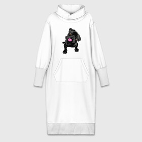 Платье удлиненное хлопок с принтом Забавный мопсик ,  |  | animal | dog | pet | pug | puppy | арт | животные | милые | мопс | пес | собаки | французский бульдог