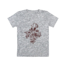 Детская футболка хлопок с принтом Steampunk octopus , 100% хлопок | круглый вырез горловины, полуприлегающий силуэт, длина до линии бедер | gear | octopus | sea | steampunk | арт | осьминог | стимпанк | шестеренка