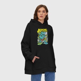 Худи SuperOversize хлопок с принтом Asking Alexandria , 70% хлопок, 30% полиэстер, мягкий начес внутри | карман-кенгуру, эластичная резинка на манжетах и по нижней кромке, двухслойный капюшон
 | авто | бен брюс | группа | джеймс касселлс | дэнни уорсноп | жанр | кэмерон лидделл | музыка | музыканты | песни | робот | рок | сэм бэттли | хэви метал | электроникор