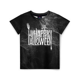 Детская футболка 3D с принтом Happy Halloween , 100% гипоаллергенный полиэфир | прямой крой, круглый вырез горловины, длина до линии бедер, чуть спущенное плечо, ткань немного тянется | Тематика изображения на принте: 