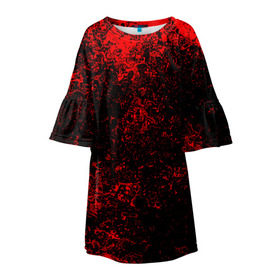 Детское платье 3D с принтом Брызги красок(red style) , 100% полиэстер | прямой силуэт, чуть расширенный к низу. Круглая горловина, на рукавах — воланы | abstraction | color | paint | spray | tie dye | абстракция | брызги красок | всплеск красок | капли красок | текстуры