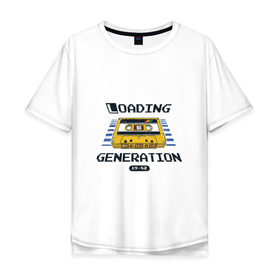 Мужская футболка хлопок Oversize с принтом Loading Generation , 100% хлопок | свободный крой, круглый ворот, “спинка” длиннее передней части | Тематика изображения на принте: 1982 | аудиокассета | загрузка | кассета | поколение