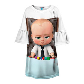 Детское платье 3D с принтом Boss Baby , 100% полиэстер | прямой силуэт, чуть расширенный к низу. Круглая горловина, на рукавах — воланы | boss baby | босс | молокосос | мультфильмы