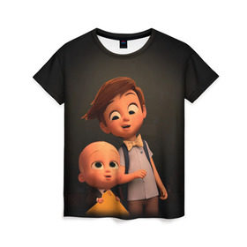 Женская футболка 3D с принтом Boss Baby , 100% полиэфир ( синтетическое хлопкоподобное полотно) | прямой крой, круглый вырез горловины, длина до линии бедер | boss baby | босс | молокосос | мультфильмы