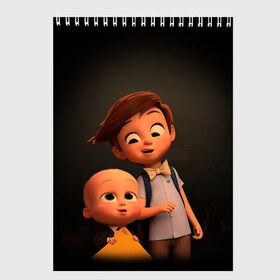 Скетчбук с принтом Boss Baby , 100% бумага
 | 48 листов, плотность листов — 100 г/м2, плотность картонной обложки — 250 г/м2. Листы скреплены сверху удобной пружинной спиралью | boss baby | босс | молокосос | мультфильмы