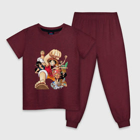 Детская пижама хлопок с принтом Ван-Пис , 100% хлопок |  брюки и футболка прямого кроя, без карманов, на брюках мягкая резинка на поясе и по низу штанин
 | one piece | onepiece | большой куш | ван пис | ванпис | король пиратов | луфи | луффи
