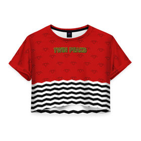 Женская футболка 3D укороченная с принтом Twin Peaks Red Room , 100% полиэстер | круглая горловина, длина футболки до линии талии, рукава с отворотами | red room | twin peaks | красная комната | купер | сериалы | твин пикс