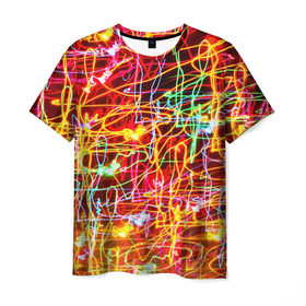 Мужская футболка 3D с принтом Light creative , 100% полиэфир | прямой крой, круглый вырез горловины, длина до линии бедер | Тематика изображения на принте: abstract | colorful | electric | energy | light | абстракция | вет | цвет | электрик | энергия