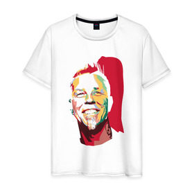 Мужская футболка хлопок с принтом James Hetfield , 100% хлопок | прямой крой, круглый вырез горловины, длина до линии бедер, слегка спущенное плечо. | hetfield | metal | metallica | music | rock | рок
