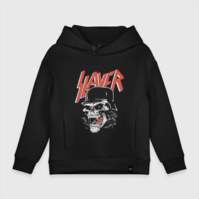 Детское худи Oversize хлопок с принтом Slayer череп , френч-терри — 70% хлопок, 30% полиэстер. Мягкий теплый начес внутри —100% хлопок | боковые карманы, эластичные манжеты и нижняя кромка, капюшон на магнитной кнопке | Тематика изображения на принте: slayer | группа | гэри холт | злость | зубы | каска | керри кинг | кости | метал | музыка | песни | пол бостаф | рок | слеар | слеер | слеяр | том арайа | трэш метал | тяжелый рок | хеви метал | язык